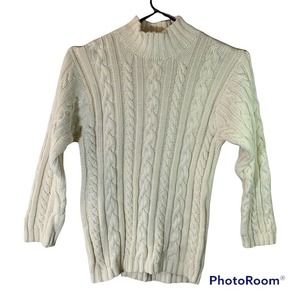 VINTAGE 1997 RALPH LAUREN COUNTRY Mock Neck Cable Knit Sweater Womens Size Small